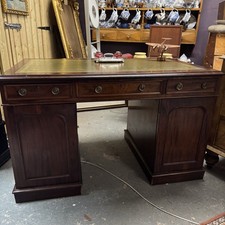 Victorian Twin Pedestal Mahogany Desk