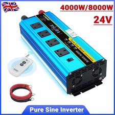 4000W 8000W Pure Sine Wave Power Inverter DC 24V to AC 240V Remote with 4 x USB