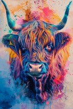 Highland Cow Canvas Picture Print Wall Art
