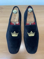 Church's- Sovereign Slip On Loafers Black Velvet Leather Soles Made UK Sz 12 US