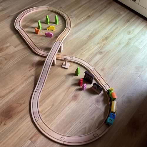 Wooden train set track - train,