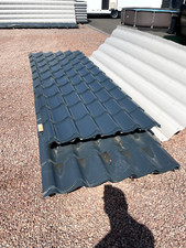 new polyester coated anthracite grey tile effect roofing sheets 12ft x 1.1 meter