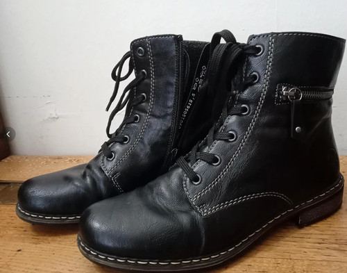 Rieker black leather lace - black, &