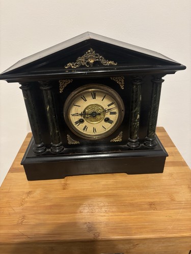 Antique mantel clock - mantel, wooden