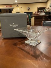 Waterford Crystal Footed Square Clarion Bowl-Large 14” Diagonal-Signed Seahorse