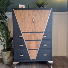 Art Deco Black & Gold Cabinet Drinks Cabinet Cupboard