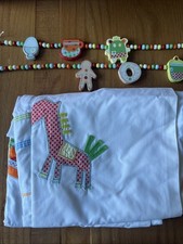 Mamas & Papas Tab Top Gingerbread Lined White Curtains 132cm X 160cm RRP £85