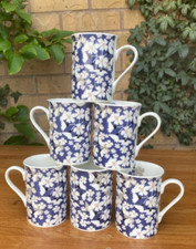 Set of 6 Blue and White Daisy