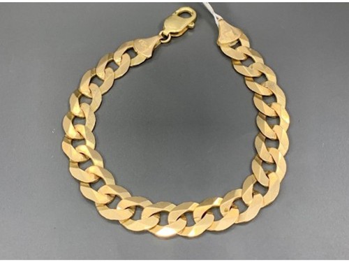 9ct curb yellow gold bracelet - yellow,