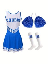 Blue cheerleader uniform with - cheerleader,