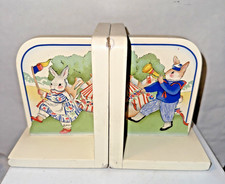 Laura Ashley carnival parade rabbits bookends x2 nursery child's play room boho