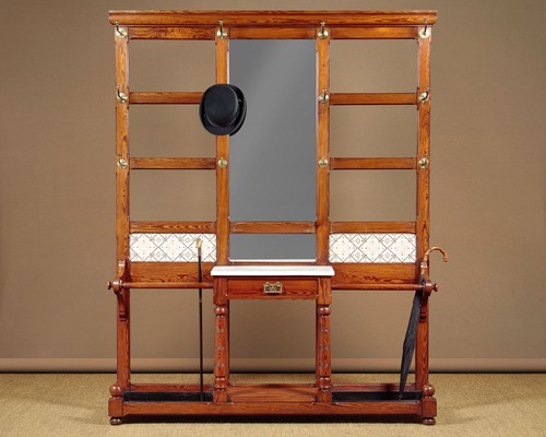 Antique large pine hallstand - antique,