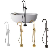 Gold/Gun Metal Bathroom Mixer Tap Floor Mounted Tub Tap Mixer Faucet Shower Set