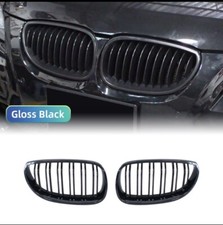 FOR BMW 5 SERIES E60 E61 GLOSS BLACK DUAL SLATS FRONT KIDNEY GRILLE GRILLS 03-10