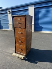 Antique Oak Four Drawer File Cabinet – 1950s/1960s Style Globe Cabinet As Is