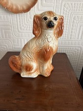 Lovely Vintage 25cm Staffordshire Dog Spaniel With Glass Eyes