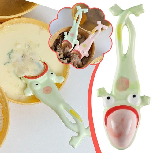 Ceramic ugly frog - frog, spoon