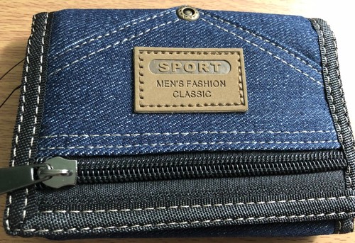 Mens navy denim trifold slim - denim,