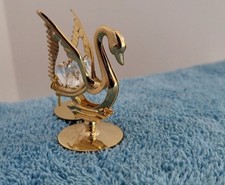 24K Gold Plated Swan Ornament With Crystals