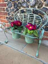 Rustic Green Bench Planter Garden Decoration with 2 Planting Pots