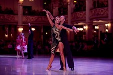 Black And Tan Latin Dress - Size 6-8