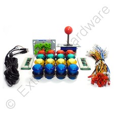 2 Player Arcade Control Kit - 2 Ball Top Joysticks, 16 LED Illuminated Buttons