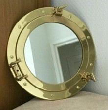 Antique Brass Finish Port Hole 12'Inches Maritime Ship Window Round Wall Decor