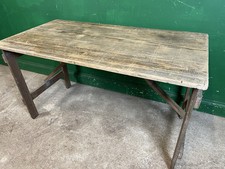 Vintage Wooden Folding Trestle Table