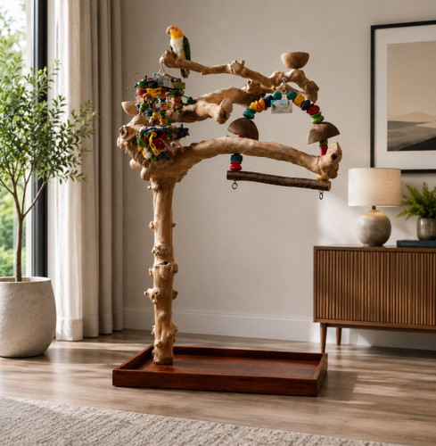 Large java tree parrot - parrot, stand