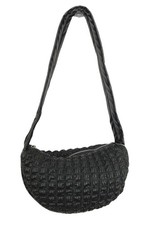 M&S Soft Quilted Black Shoulder Bag. Medium Size. Zip Top. Inner Pockets BNWT