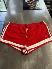 Vintage Adidas Originals Shiny Shorts Glanz 80s Sprinter Red White Medium Rare