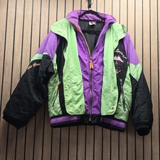 42b Vintage 90’s Rodeo Ski Jacket Colour Block Snowboard Jacket 16 Embroidered