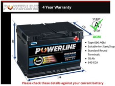 AGM Car Battery fits KIA