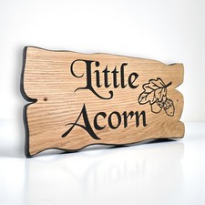 Personalised Oak Carved  Wooden Name Sign House Address  Plaque Outdoor