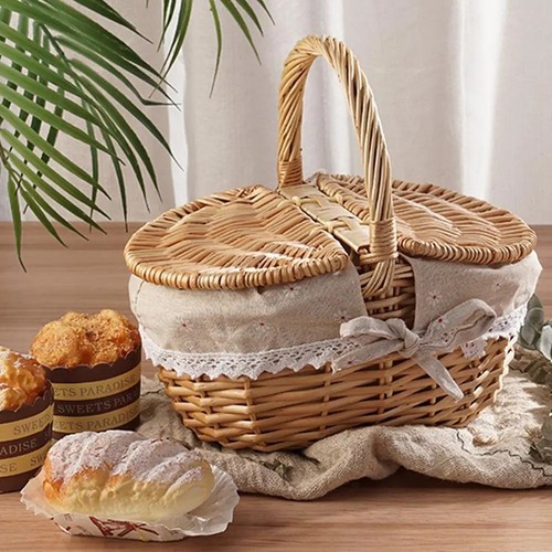 Wicker picnic basket cute - picnic,