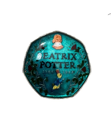 Enamelled hand painted - &, coin