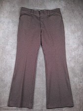 Vintage Levis Panatela Pants 34x30 Fit Red Houndstooth Flare Leg Bell Disco 70s 