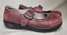 Alegria by PG Lite Mary Jane Clogs Womens EUR 39 US 9 Red Shimmer Leather Shoes
