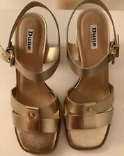 DUNE LONDON ‘JESSIA’ GOLD LEATHER 2.5”HEEL SANDALS SIZE 5 (38)