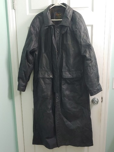 Vintage black leather long - vintage,