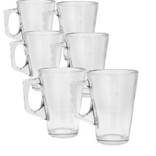 LATTE GLASSES for Coffee Tea Cappuccino 240ml Costa Hot Cold Drink Cups Mugs x6