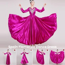 180/360/540/720Degree Spain Flamenco Dances Dress Flare Sleeve Big Swing Skirt