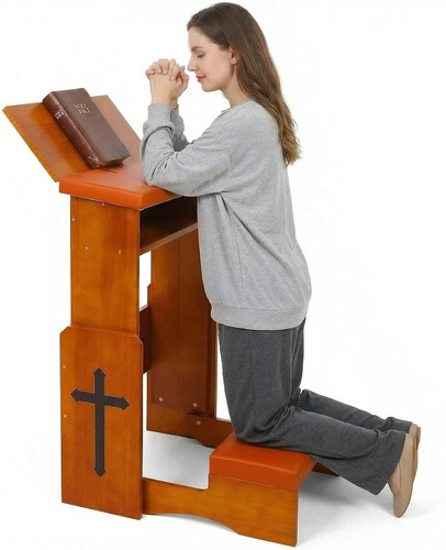 Prayer kneeler bench with - prayer,