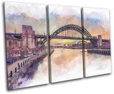 Tyne Bridge Newcastle Landmarks TREBLE CANVAS WALL ART Picture Print
