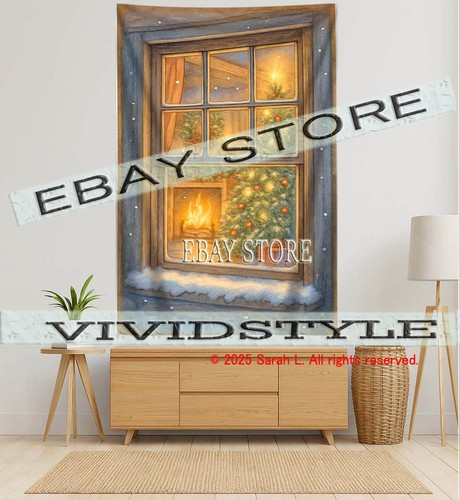 Winter cottage tapestry - cottage,