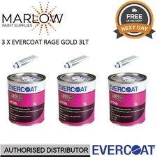 3 X EVERCOAT 104106 RAGE GOLD POLYESTER BODY FILLER WITH BPO HARDENER 3LT