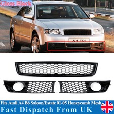For 01-05 Audi A4 8E B6 Honeycomb Mesh Front Bumper Lower Grill+Fog Light Grille