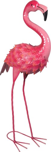 Metal flamingo garden ornament - metal,