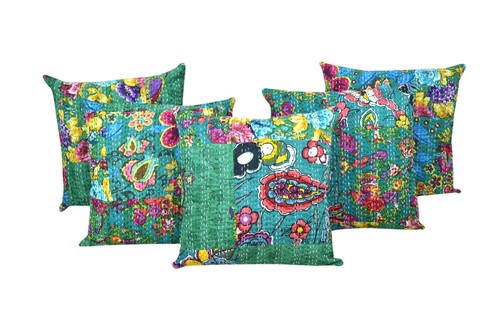 Cotton kantha cushion cover - kantha,