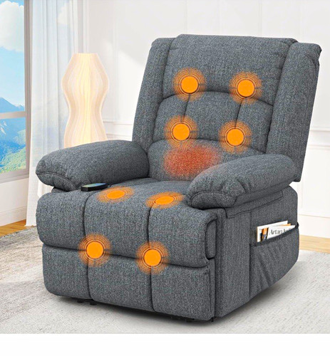 Grey fabric electric recliner - grey,